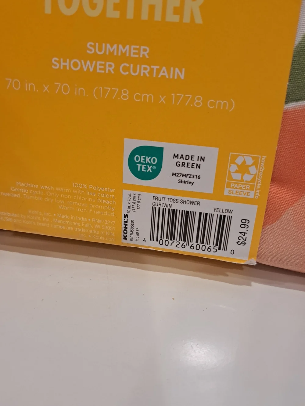NIP Fruit Toss Summer Shower Curtain. Plus 70